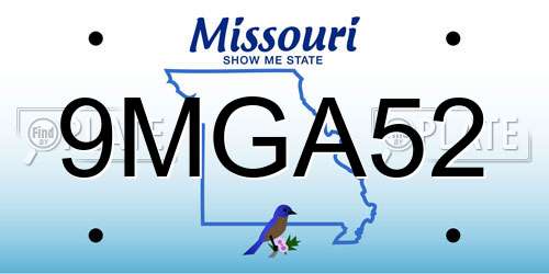 9MGA52 Missouri License Plate