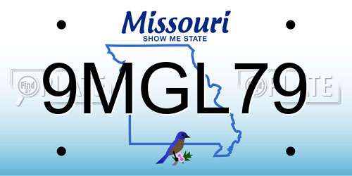 9MGL79 Missouri License Plate