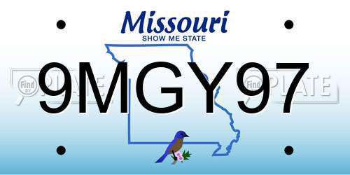 9MGY97 Missouri License Plate