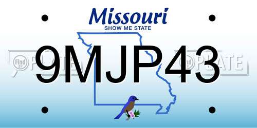 9MJP43 Missouri License Plate