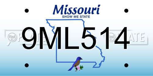 9ML514 Missouri License Plate