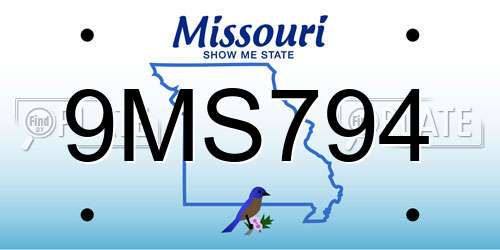 9MS794 Missouri License Plate
