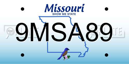 9MSA89 Missouri License Plate