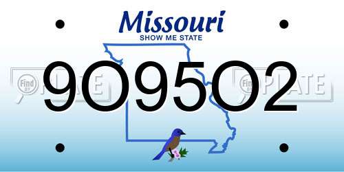 9O95O2 Missouri License Plate