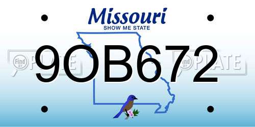 9OB672 Missouri License Plate