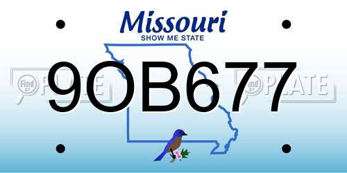 9OB677 Missouri License Plate