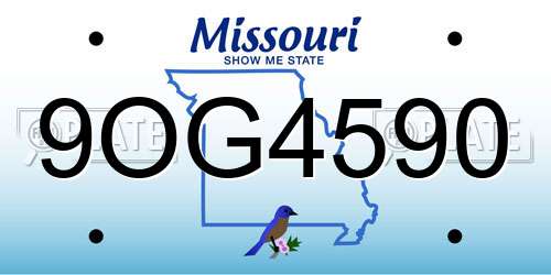 9OG4590 Missouri License Plate