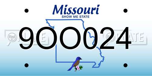 9OO024 Missouri License Plate