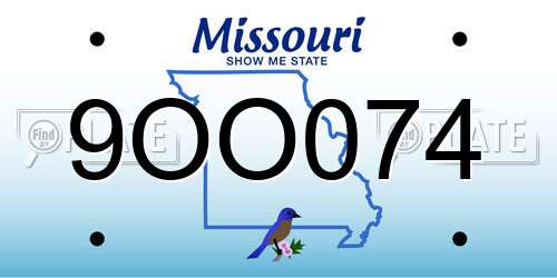 9OO074 Missouri License Plate