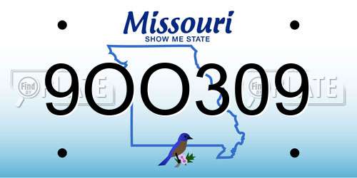 9OO309 Missouri License Plate