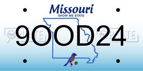 9OOD24 Missouri License Plate