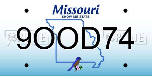 9OOD74 Missouri License Plate