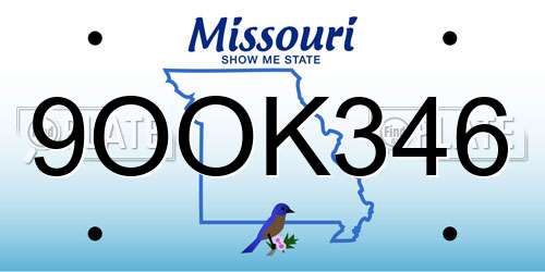 9OOK346 Missouri License Plate
