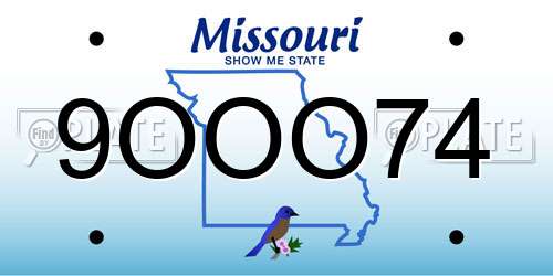 9OOO74 Missouri License Plate