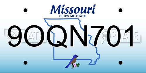 9OQN701 Missouri License Plate