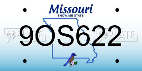 9OS622 Missouri License Plate