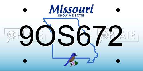 9OS672 Missouri License Plate