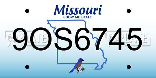 9OS6745 Missouri License Plate