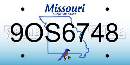 9OS6748 Missouri License Plate