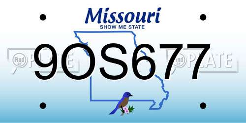 9OS677 Missouri License Plate