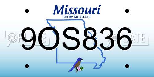 9OS836 Missouri License Plate