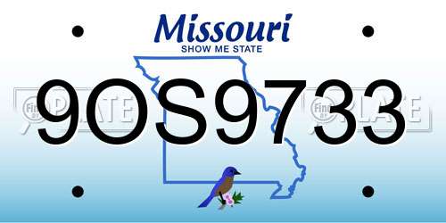 9OS9733 Missouri License Plate