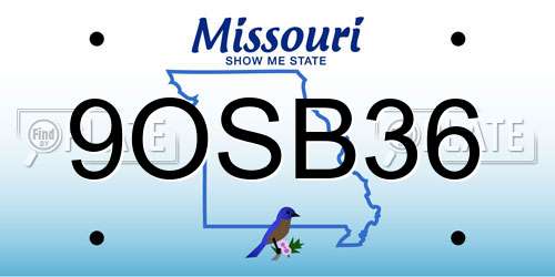 9OSB36 Missouri License Plate