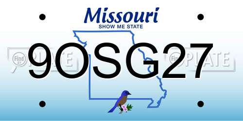 9OSG27 Missouri License Plate