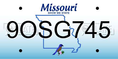 9OSG745 Missouri License Plate