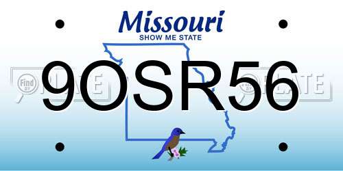 9OSR56 Missouri License Plate