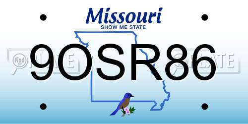 9OSR86 Missouri License Plate