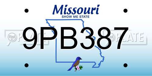 9PB387 Missouri License Plate