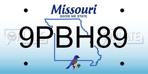 9PBH89 Missouri License Plate