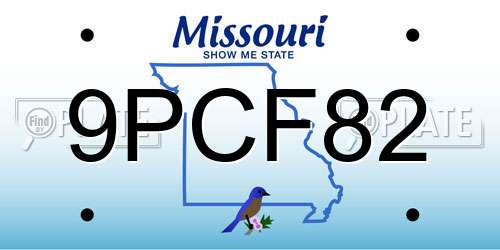 9PCF82 Missouri License Plate