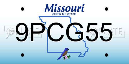 9PCG55 Missouri License Plate