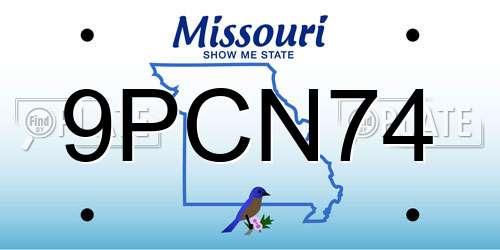 9PCN74 Missouri License Plate