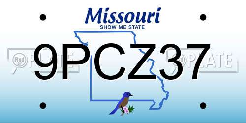 9PCZ37 Missouri License Plate