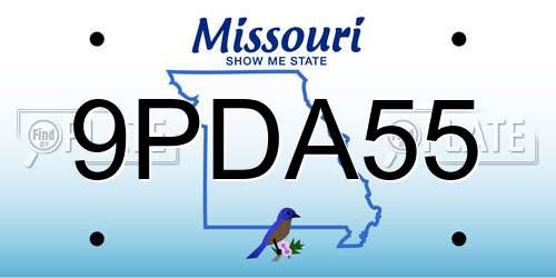 9PDA55 Missouri License Plate