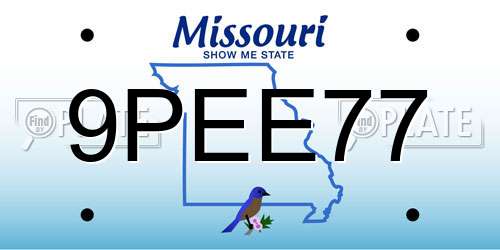9PEE77 Missouri License Plate