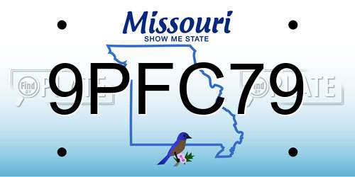 9PFC79 Missouri License Plate