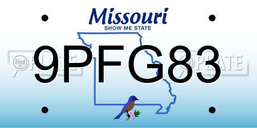 9PFG83 Missouri License Plate