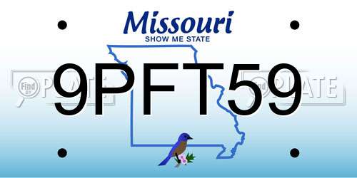 9PFT59 Missouri License Plate