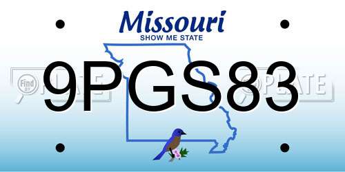 9PGS83 Missouri License Plate