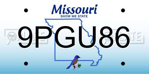 9PGU86 Missouri License Plate