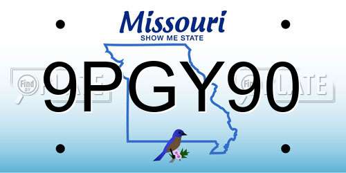 9PGY90 Missouri License Plate