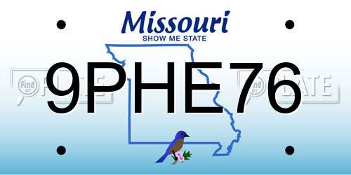 9PHE76 Missouri License Plate