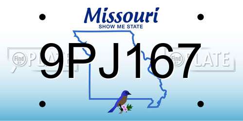 9PJ167 Missouri License Plate