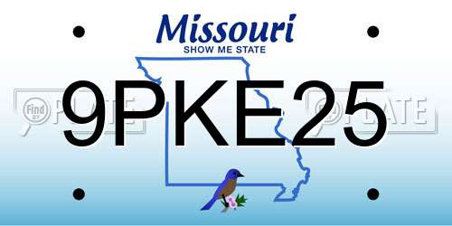 9PKE25 Missouri License Plate