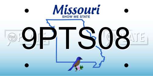 9PTS08 Missouri License Plate