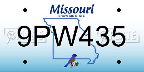 9PW435 Missouri License Plate